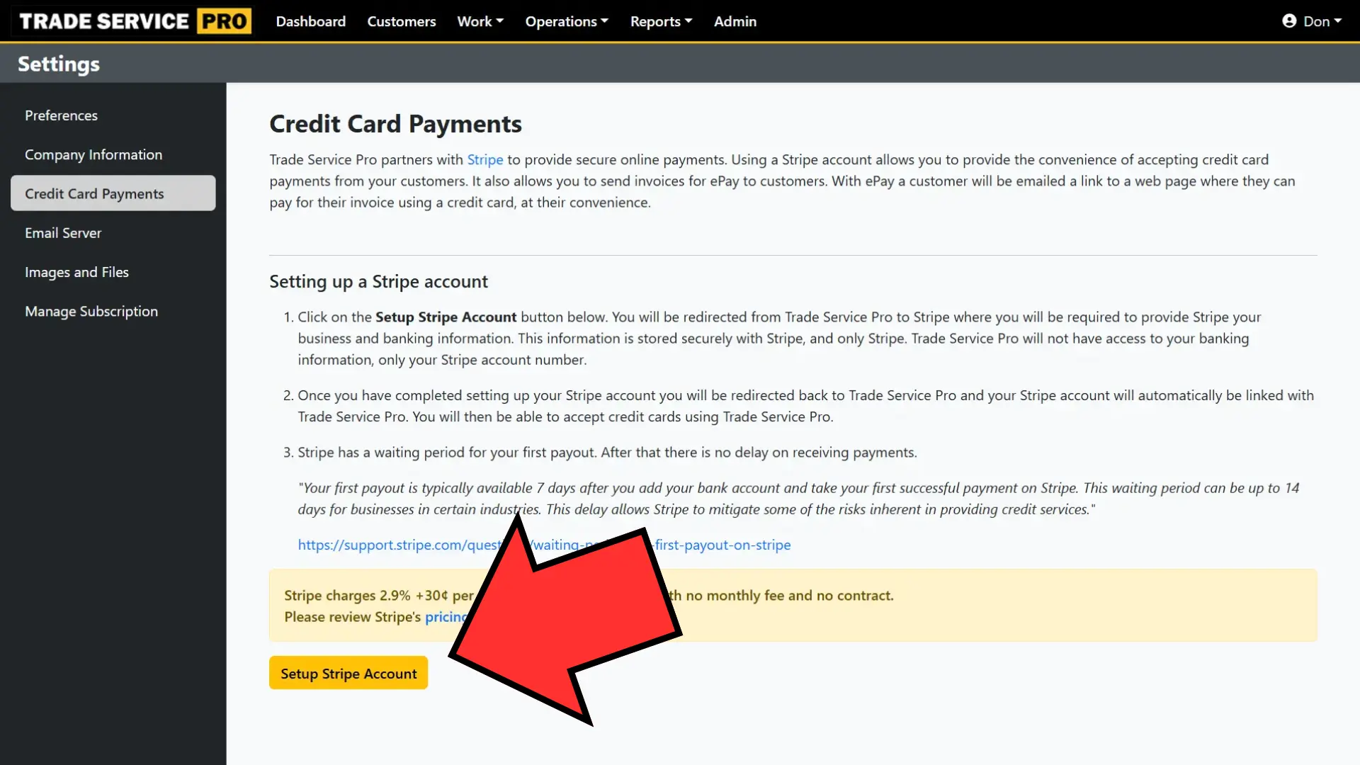 setting up credit card payments step 3