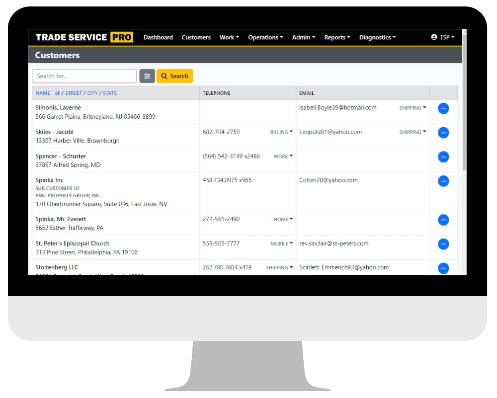 customer crm client manager screen