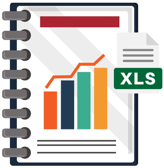 abstract report graphic with Excel logo