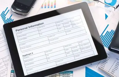 tablet computer showing a custom form