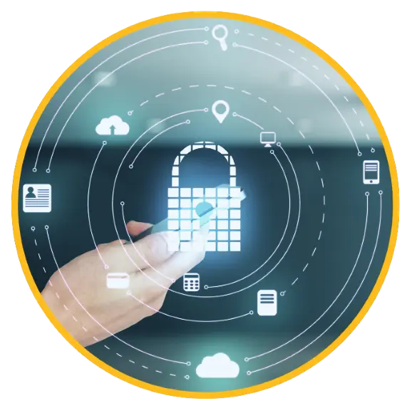 abstract image of user security with a hand holding a key to a key hole