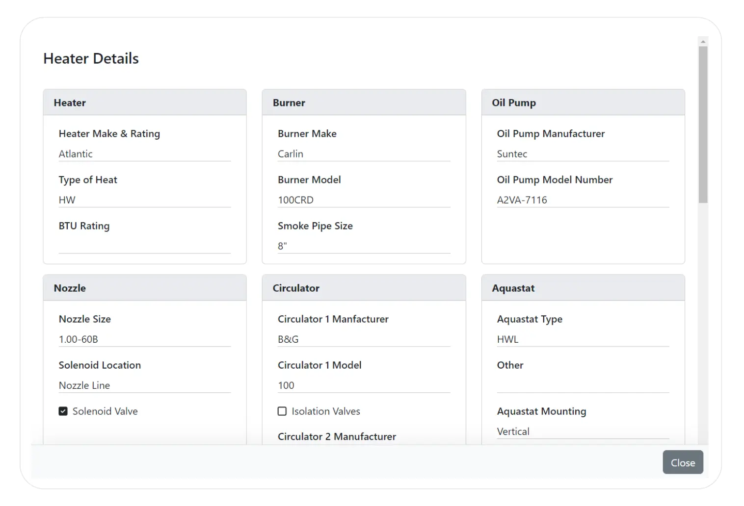 hvac equipment data sheet